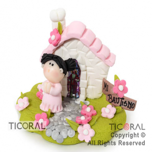 ADORNO CAPILLITA C/ANGELITO BAUTISMO ROSA A. PO x 1